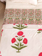 ROYAL RED POPPY HAND BLOCK PRINT REVERSIBLE COTTON DOHARS