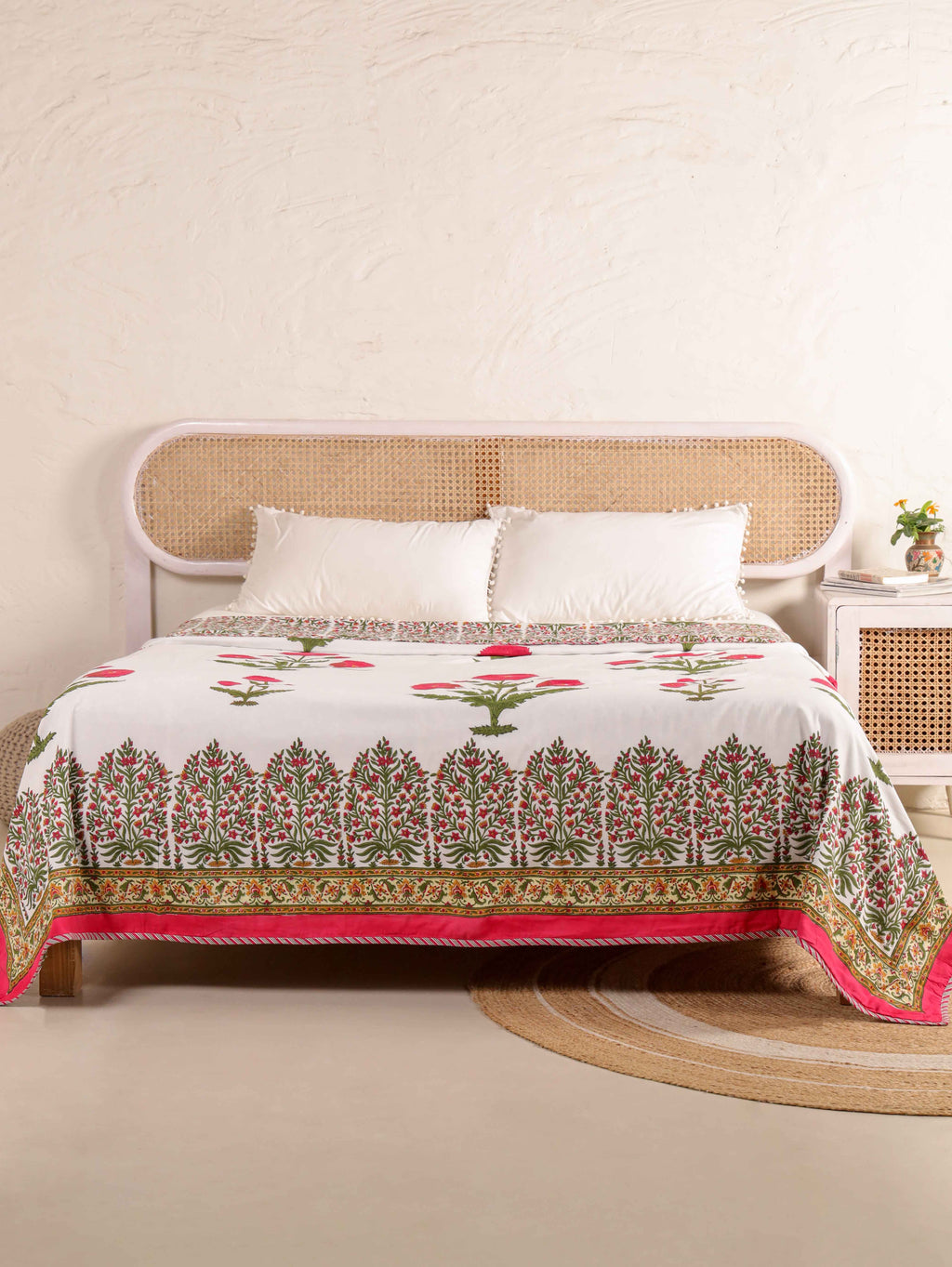 ROYAL RED POPPY HAND BLOCK PRINT REVERSIBLE COTTON DOHARS