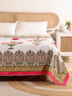 ROYAL RED POPPY HAND BLOCK PRINT REVERSIBLE COTTON DOHARS