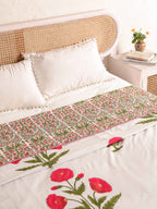ROYAL RED POPPY HAND BLOCK PRINT REVERSIBLE COTTON DOHARS