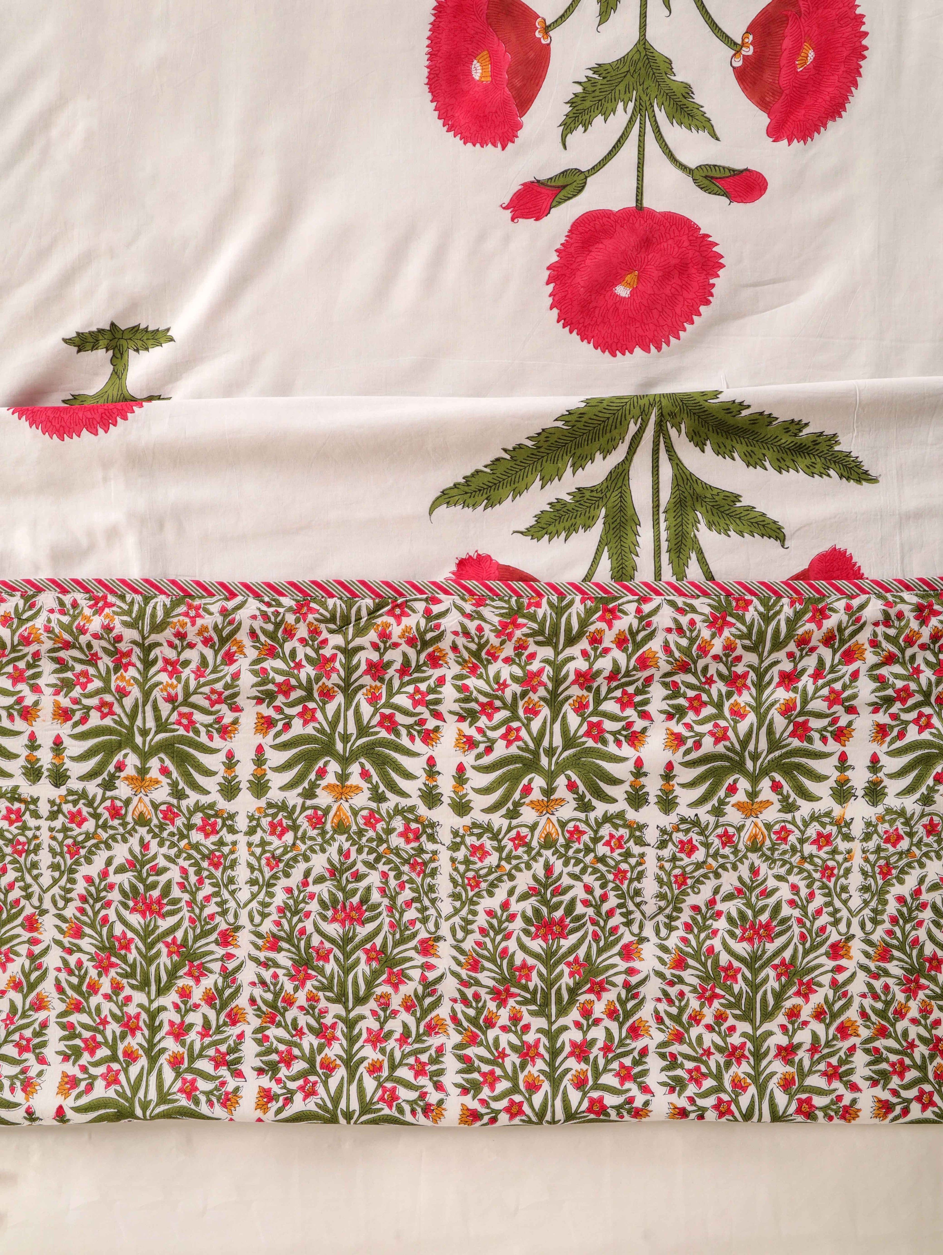 ROYAL RED POPPY HAND BLOCK PRINT REVERSIBLE COTTON DOHARS