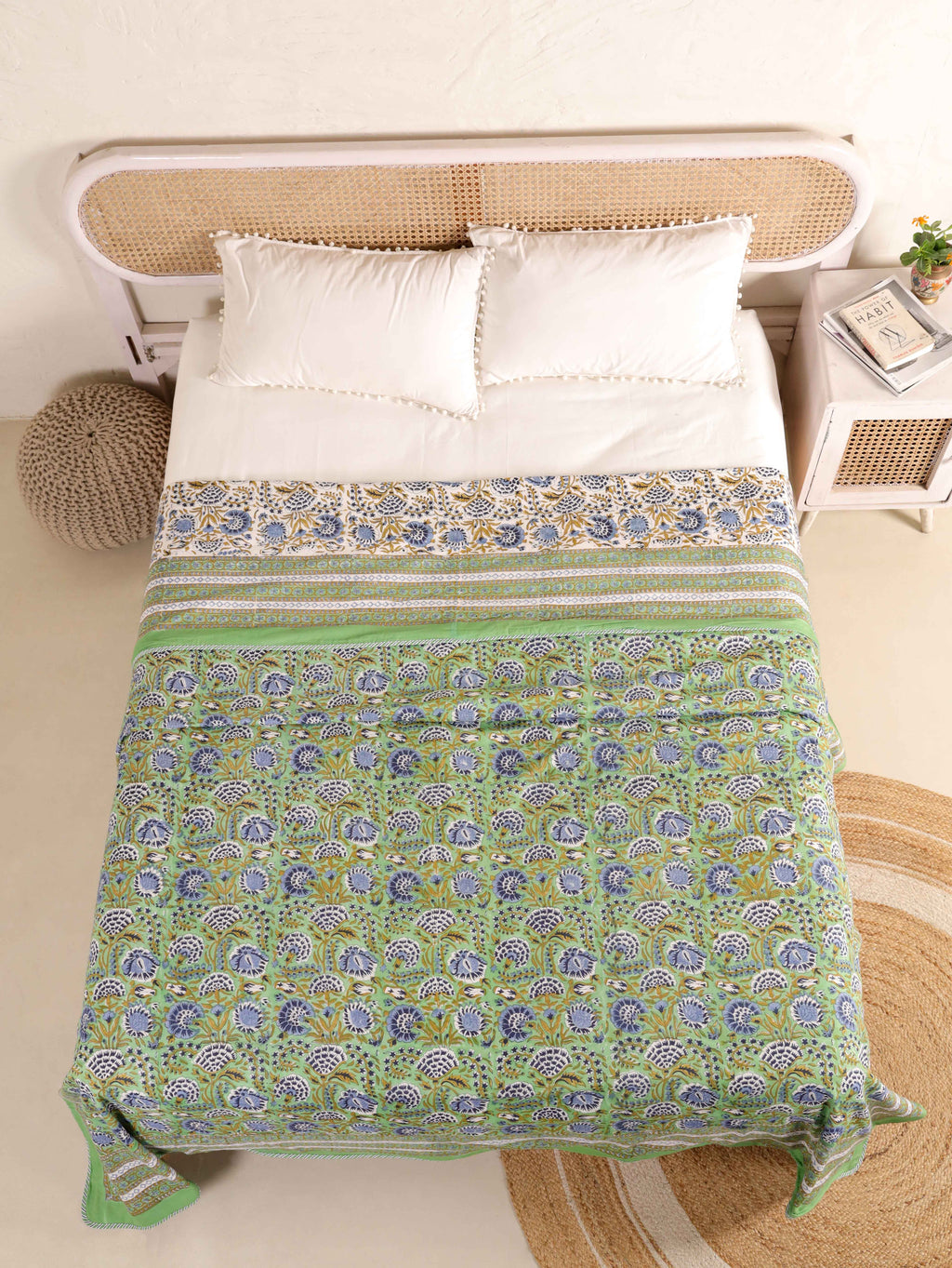 MINT MUGHAL MEHRAB HAND BLOCK PRINT REVERSIBLE COTTON DOHARS
