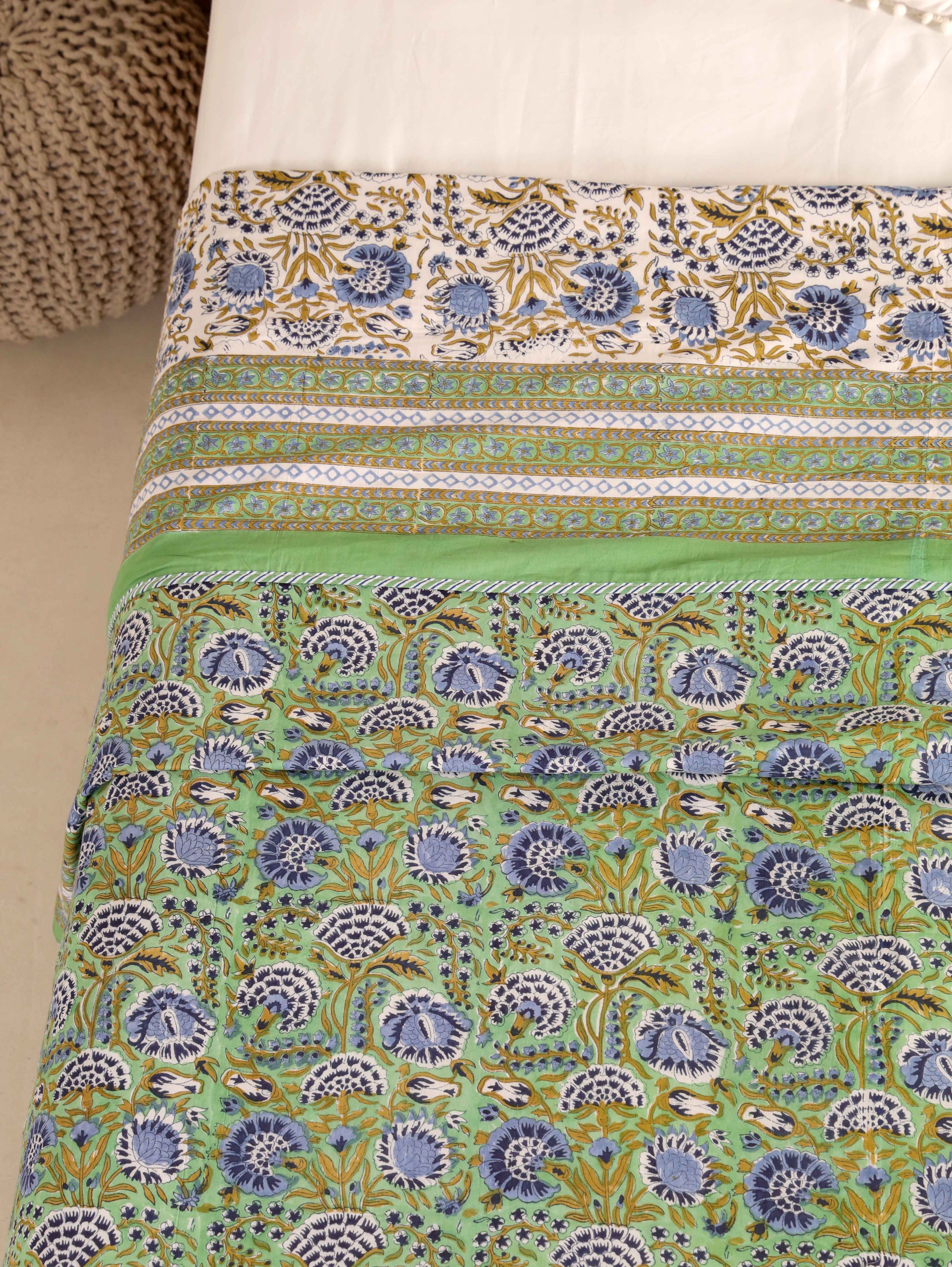 MINT MUGHAL MEHRAB HAND BLOCK PRINT REVERSIBLE COTTON DOHARS