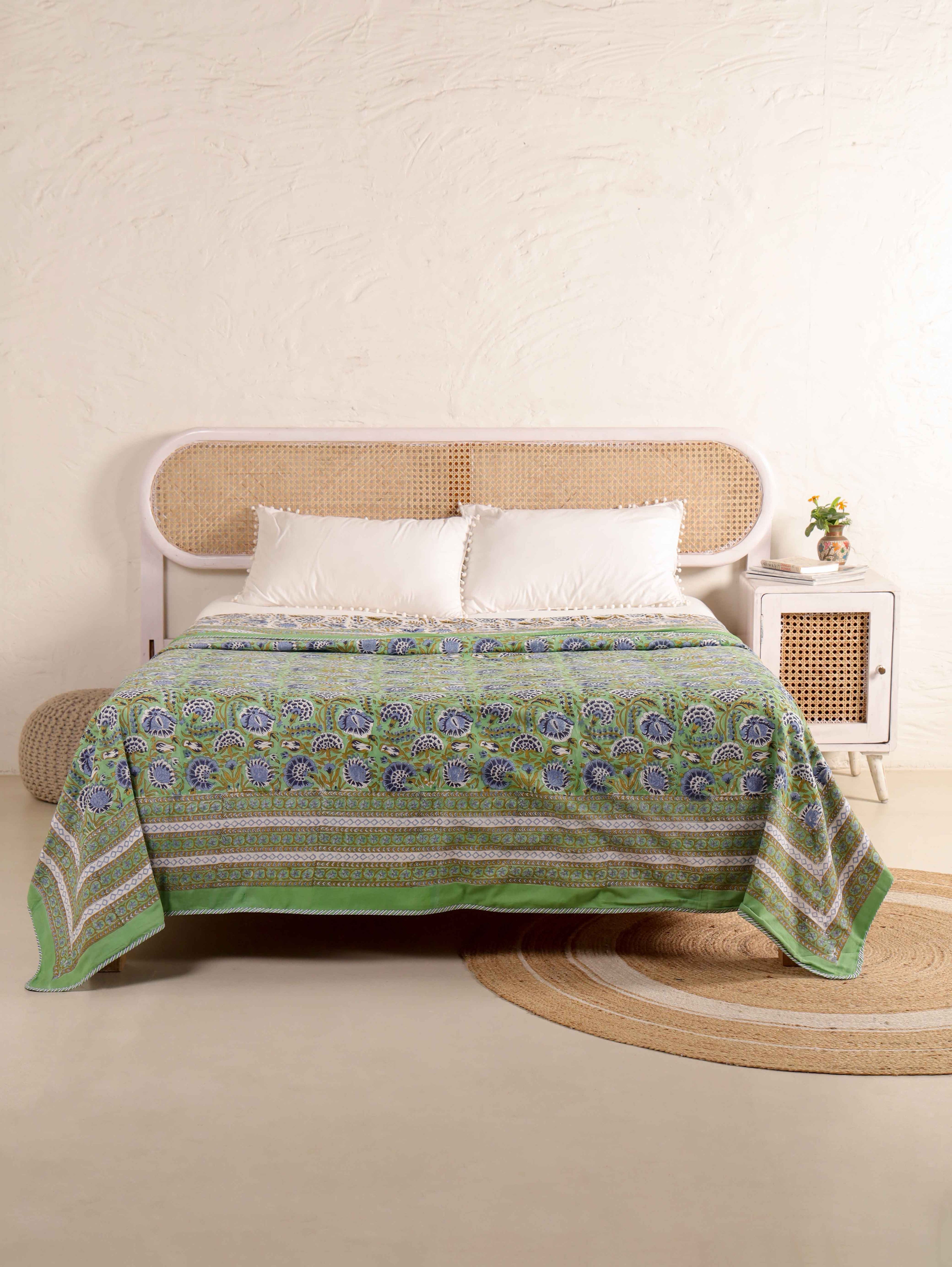 MINT MUGHAL MEHRAB HAND BLOCK PRINT REVERSIBLE COTTON DOHARS