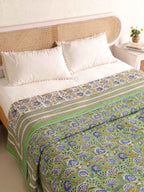 MINT MUGHAL MEHRAB HAND BLOCK PRINT REVERSIBLE COTTON DOHARS