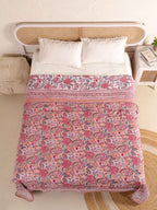 PEONY BLOOM MEHRAB HAND BLOCK PRINT REVERSIBLE COTTON DOHARS