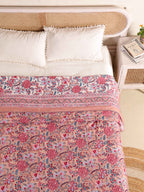 PEONY BLOOM MEHRAB HAND BLOCK PRINT REVERSIBLE COTTON DOHARS