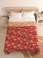 ROYAL RED RETNA FLORAL HAND BLOCK PRINT REVERSIBLE COTTON DOHAR