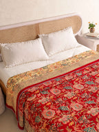 ROYAL RED RETNA FLORAL HAND BLOCK PRINT REVERSIBLE COTTON DOHAR