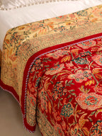ROYAL RED RETNA FLORAL HAND BLOCK PRINT REVERSIBLE COTTON DOHAR