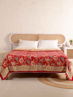 ROYAL RED RETNA FLORAL HAND BLOCK PRINT REVERSIBLE COTTON DOHAR