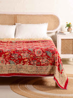 ROYAL RED RETNA FLORAL HAND BLOCK PRINT REVERSIBLE COTTON DOHAR