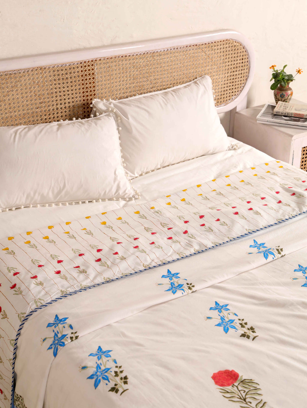 MULTI SPRING BLOOM HAND BLOCK PRINT REVERSIBLE COTTON DOHARS
