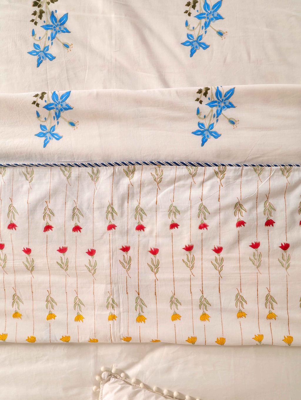 MULTI SPRING BLOOM HAND BLOCK PRINT REVERSIBLE COTTON DOHARS