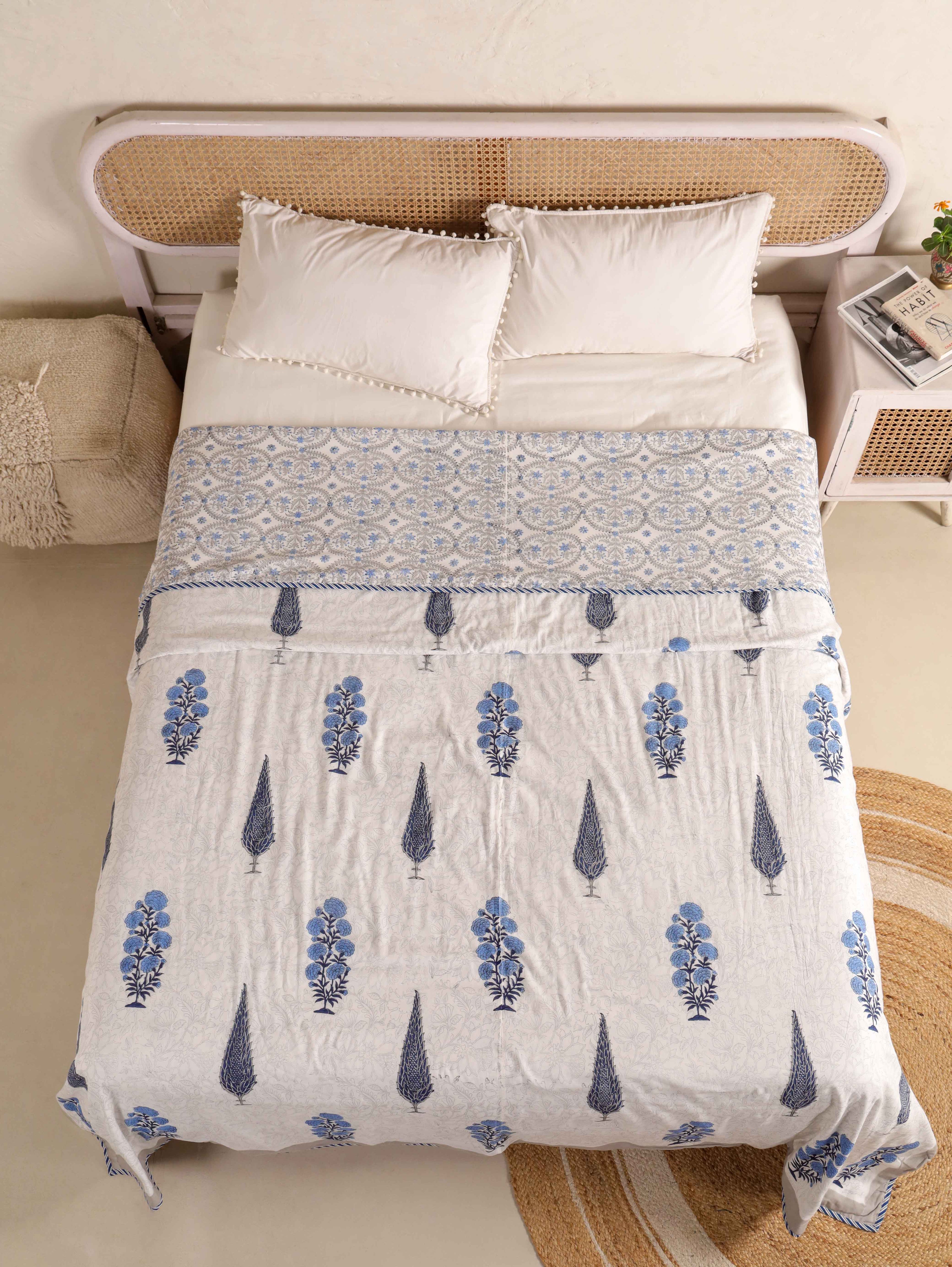 MUGHAL CYPRESS HERITAGE HAND BLOCK PRINT REVERSIBLE COTTON DOHARS