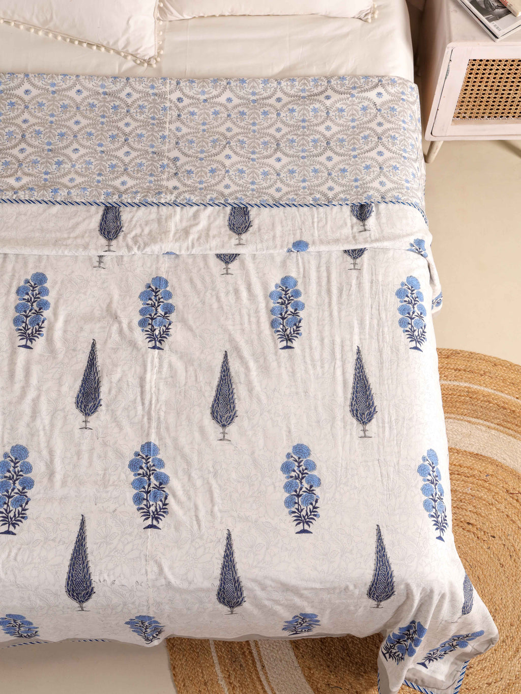 MUGHAL CYPRESS HERITAGE HAND BLOCK PRINT REVERSIBLE COTTON DOHARS
