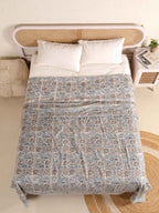 THE DARK GREY KASHYAB HAND BLOCK PRINT REVERSIBLE COTTON DOHARS