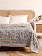 THE DARK GREY KASHYAB HAND BLOCK PRINT REVERSIBLE COTTON DOHARS