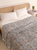 THE DARK GREY KASHYAB HAND BLOCK PRINT REVERSIBLE COTTON DOHARS