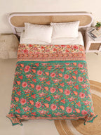 SHAHI GREEN KASHYAB HAND BLOCK PRINT REVERSIBLE COTTON DOHARS