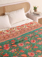 SHAHI GREEN KASHYAB HAND BLOCK PRINT REVERSIBLE COTTON DOHARS