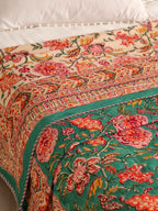 SHAHI GREEN KASHYAB HAND BLOCK PRINT REVERSIBLE COTTON DOHARS