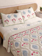 CLASSIC MUGHAL BALE HAND BLOCK PRINT QUILTED BEDCOVER /COMFORTER