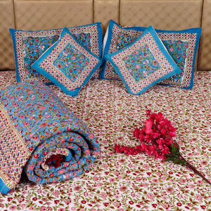 Blue Floral Kashyab Quilt Bedding Set’s