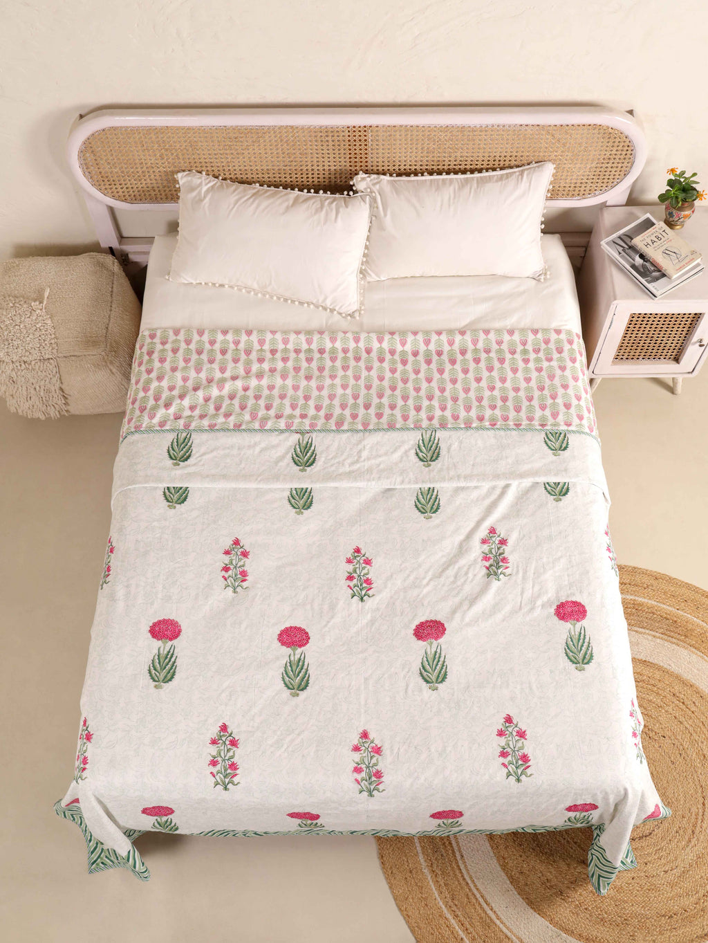 IMPERIAL MUGAL MOTIF HAND BLOCK PRINT REVERSIBLE COTTON DOHARS