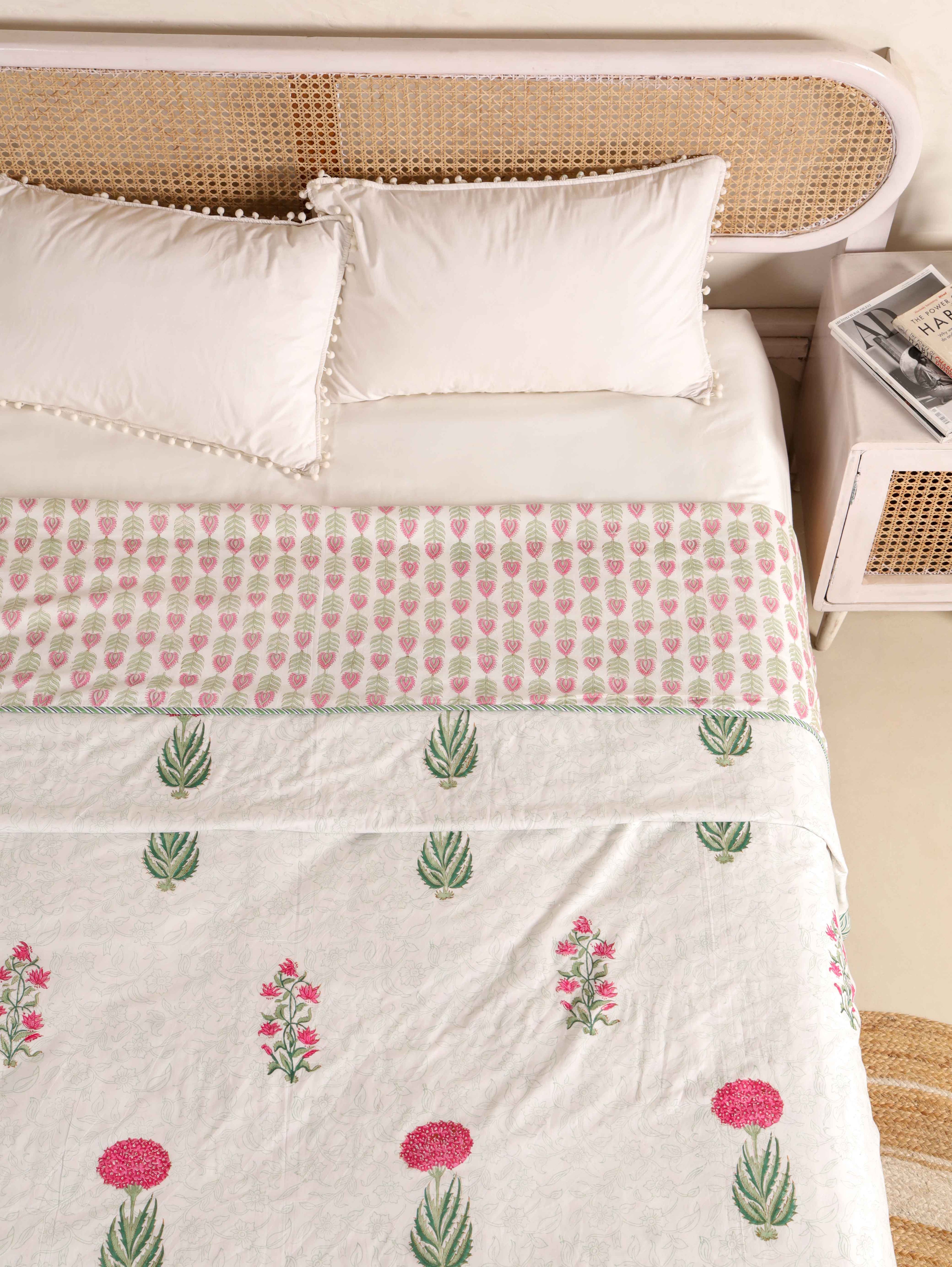 IMPERIAL MUGAL MOTIF HAND BLOCK PRINT REVERSIBLE COTTON DOHARS