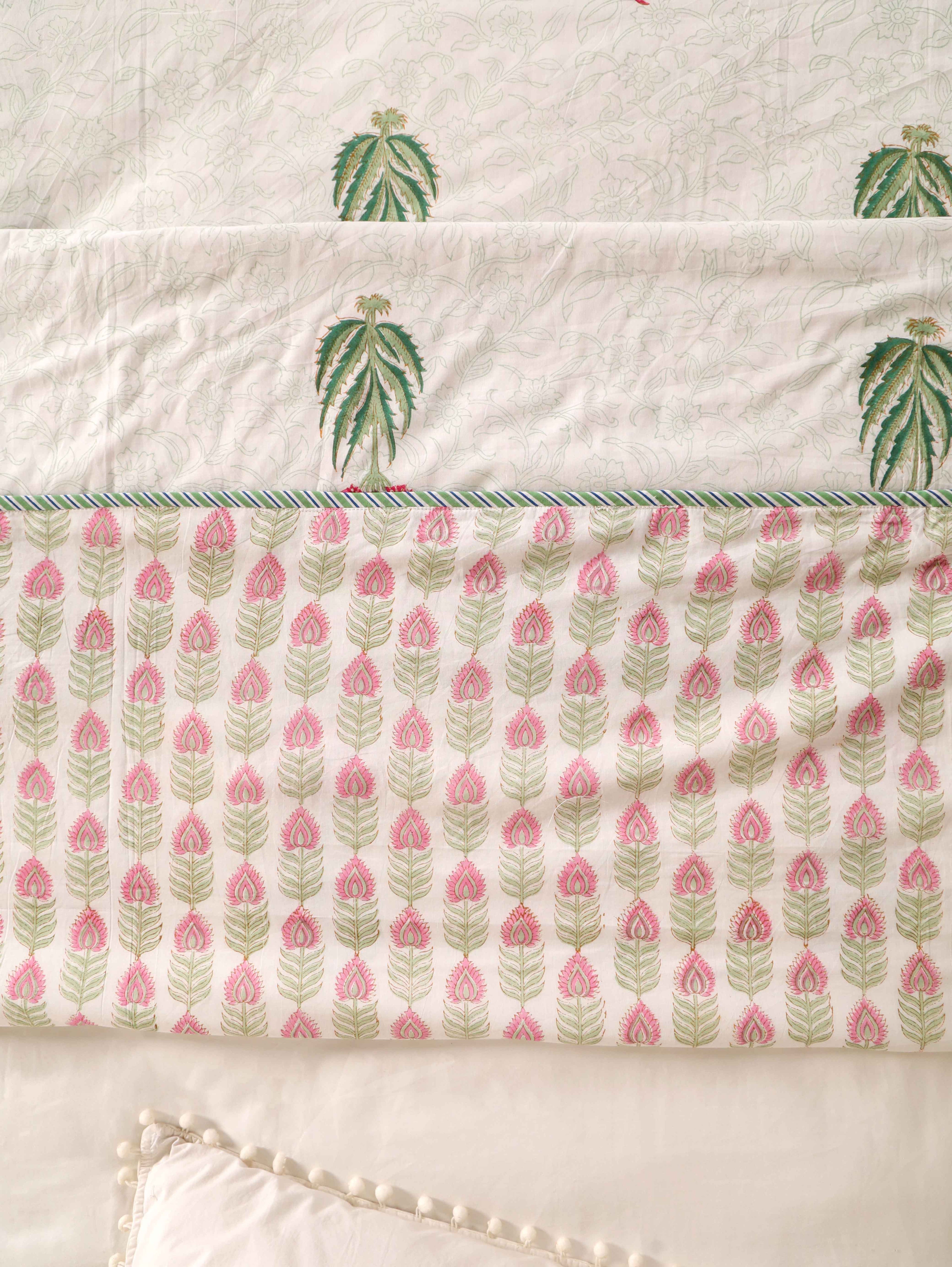 IMPERIAL MUGAL MOTIF HAND BLOCK PRINT REVERSIBLE COTTON DOHARS