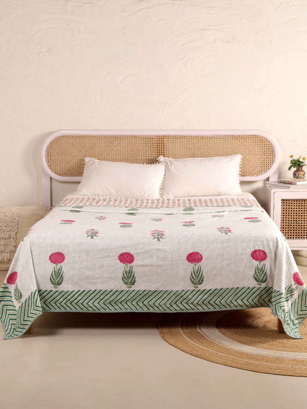 IMPERIAL MUGAL MOTIF HAND BLOCK PRINT REVERSIBLE COTTON DOHARS