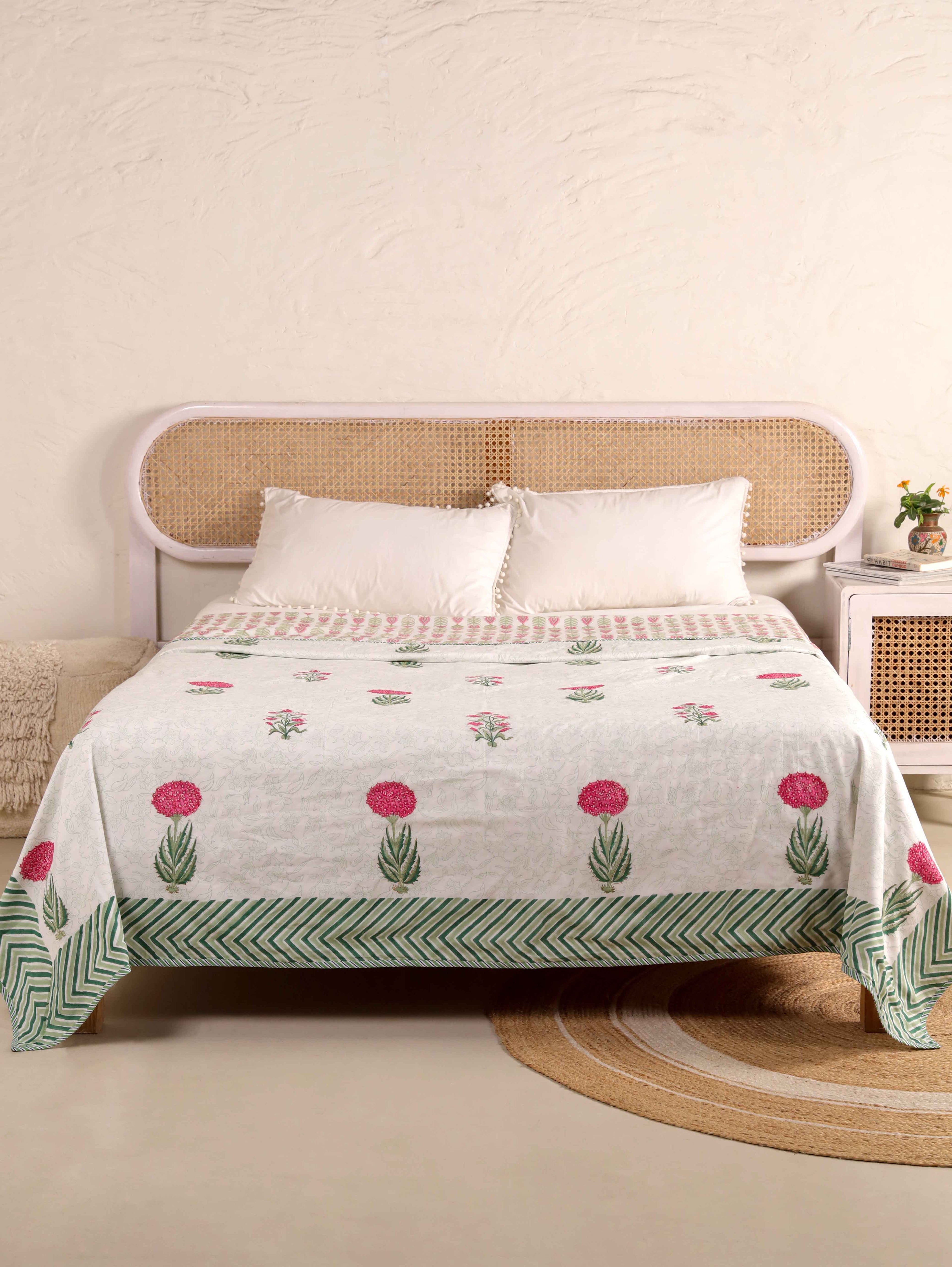 IMPERIAL MUGAL MOTIF HAND BLOCK PRINT REVERSIBLE COTTON DOHARS