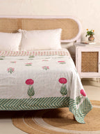 IMPERIAL MUGAL MOTIF HAND BLOCK PRINT REVERSIBLE COTTON DOHARS