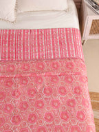 PINK ROSETTES  HAND BLOCK PRINT REVERSIBLE COTTON DOHARS