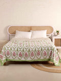 GREEN MUGHAL GARDEN HAND BLOCK PRINT REVERSIBLE COTTON DOHARS