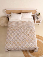 DESERT GOLD HAND BLOCK PRINT REVERSIBLE COTTON DOHARS