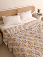 DESERT GOLD HAND BLOCK PRINT REVERSIBLE COTTON DOHARS