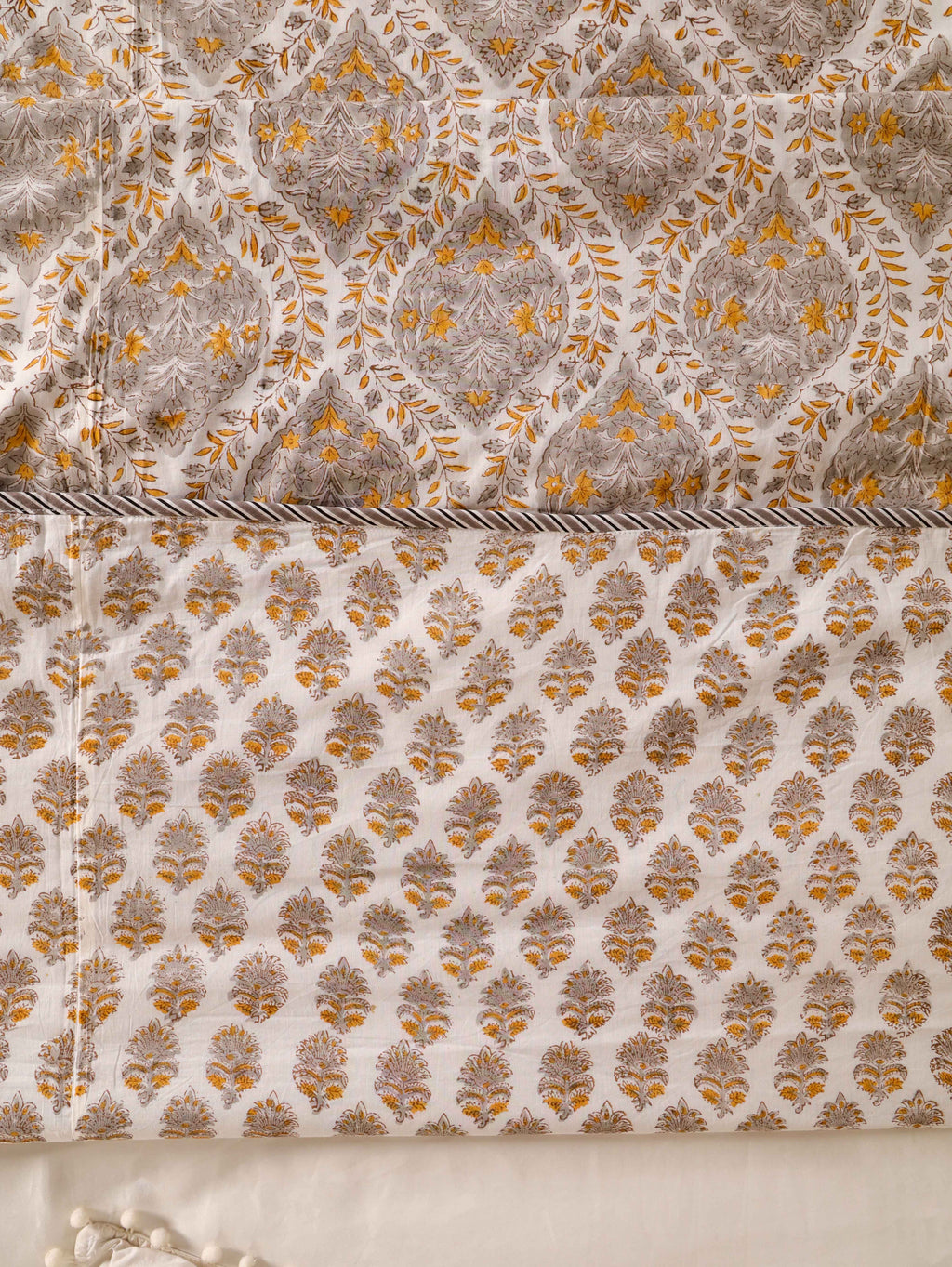 DESERT GOLD HAND BLOCK PRINT REVERSIBLE COTTON DOHARS