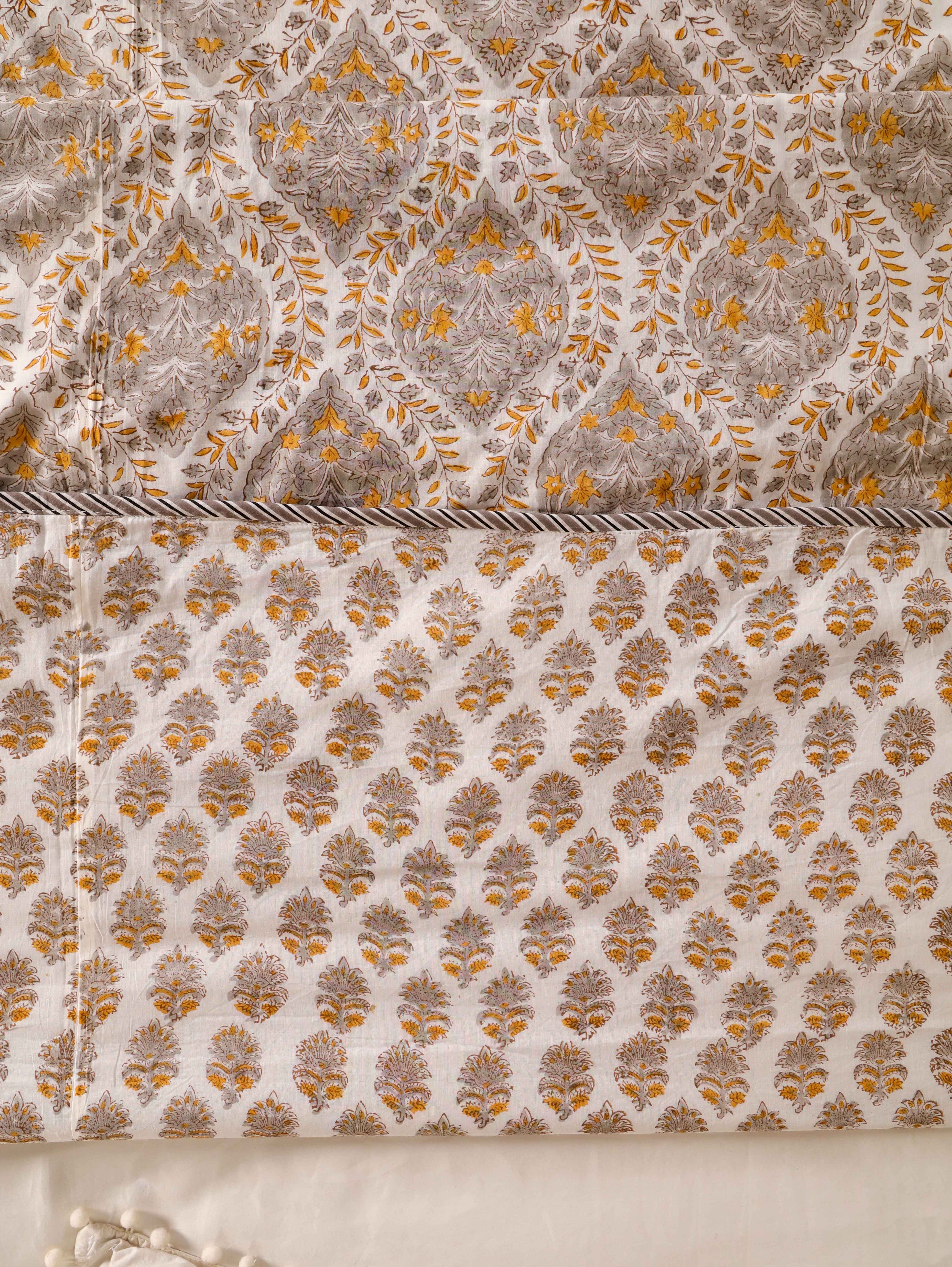 DESERT GOLD HAND BLOCK PRINT REVERSIBLE COTTON DOHARS