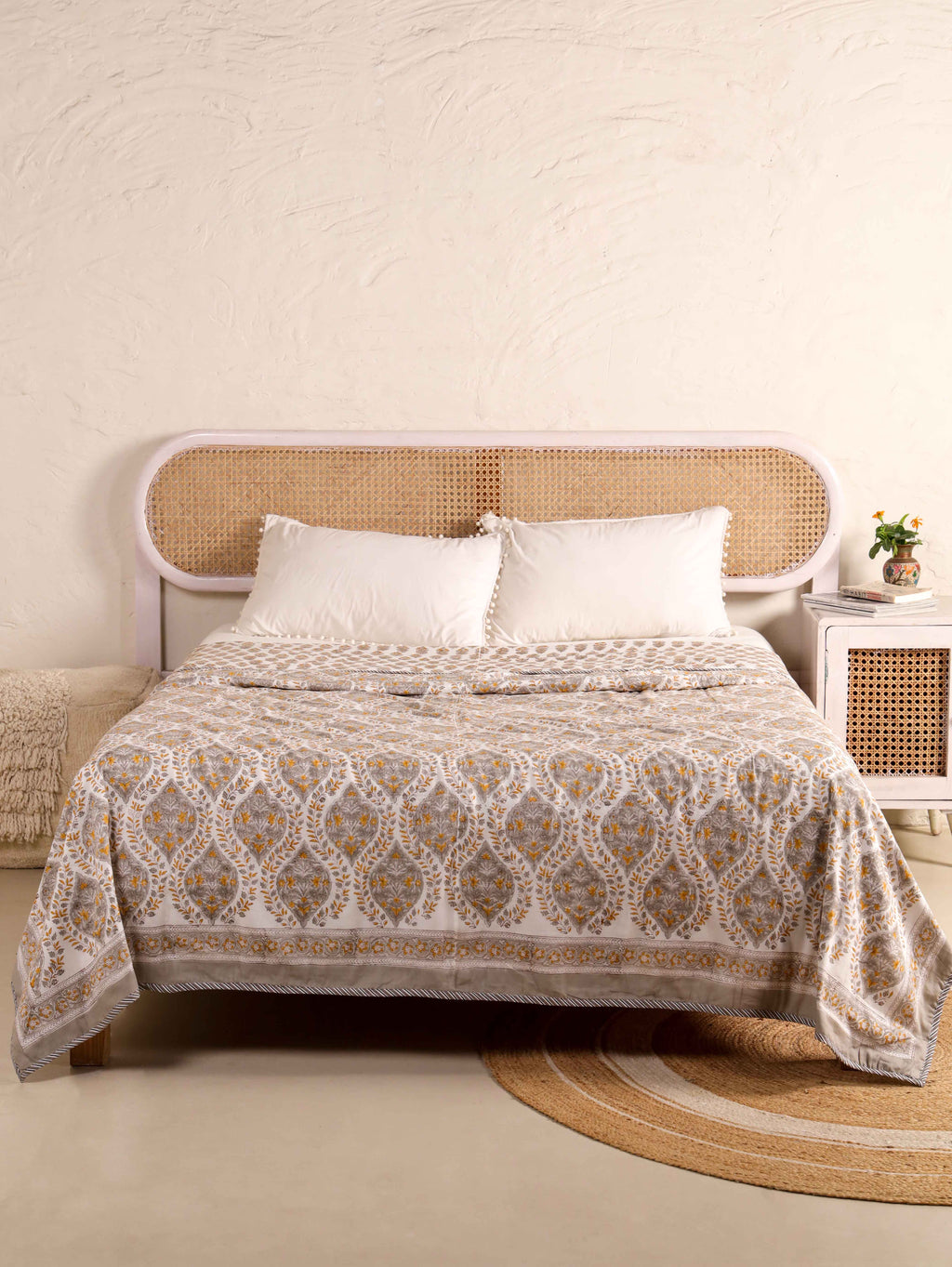 DESERT GOLD HAND BLOCK PRINT REVERSIBLE COTTON DOHARS