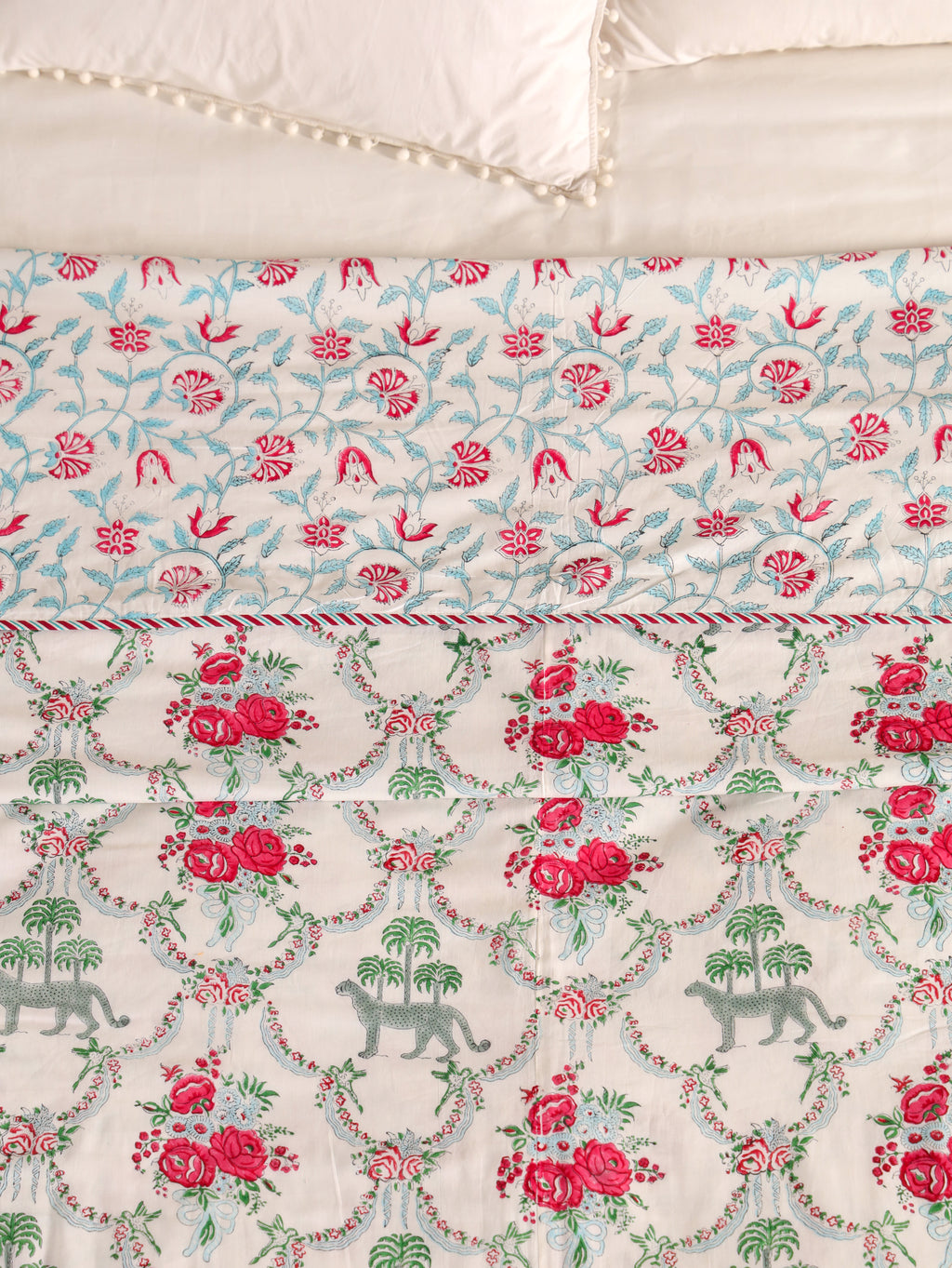 THE ROYAL LEOPARD PRINT HAND BLOCK PRINT REVERSIBLE COTTON DOHARS