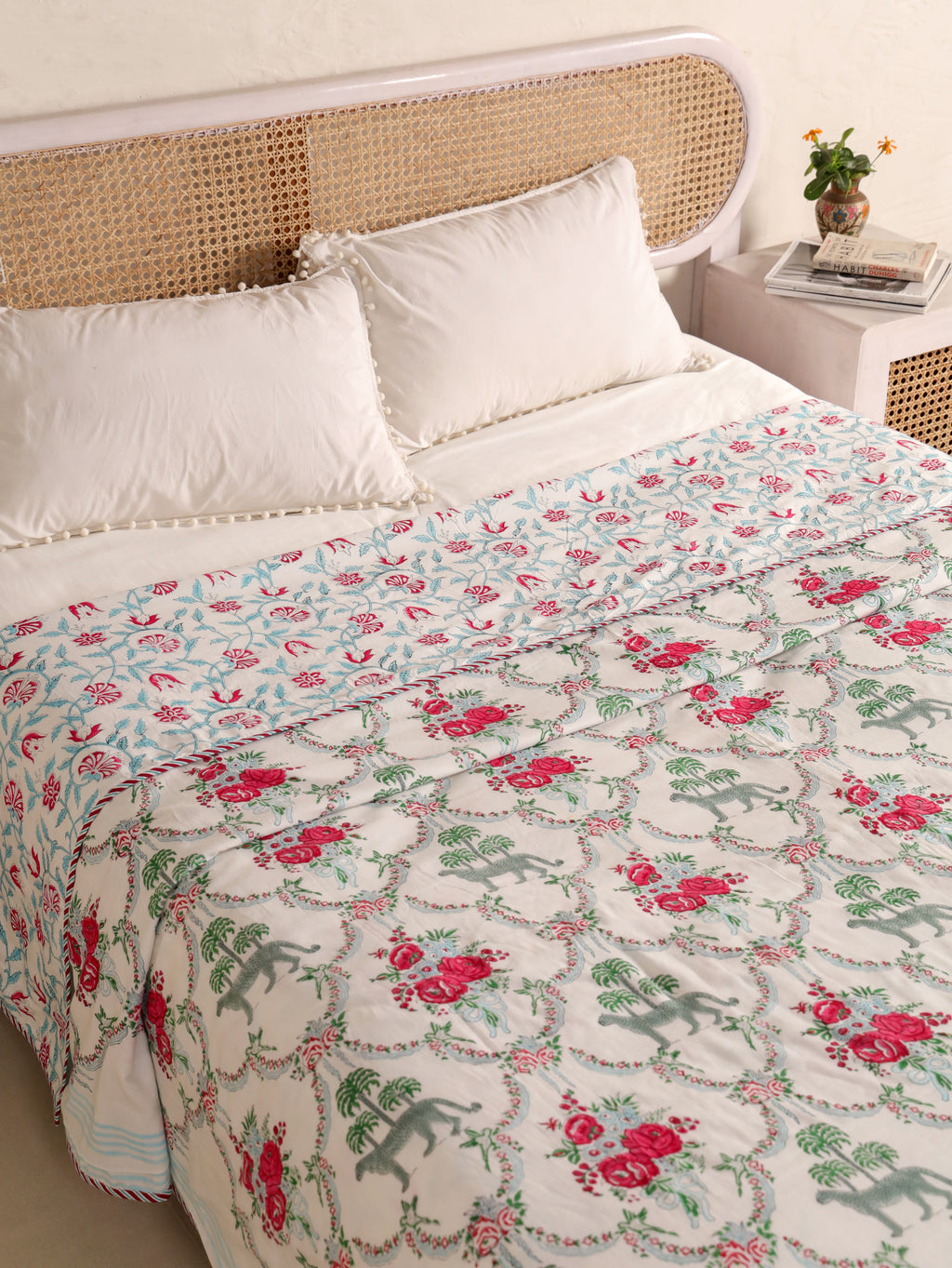 THE ROYAL LEOPARD PRINT HAND BLOCK PRINT REVERSIBLE COTTON DOHARS