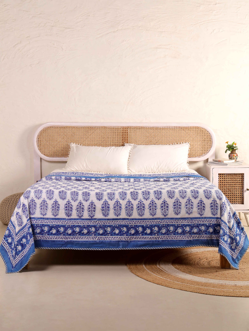CLASSIC JAIPURI INDIGO HAND BLOCK PRINT REVERSIBLE COTTON DOHARS