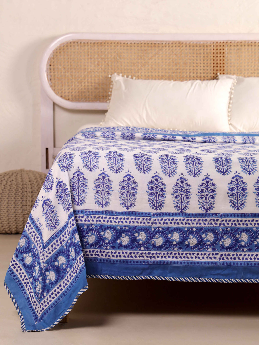 CLASSIC JAIPURI INDIGO HAND BLOCK PRINT REVERSIBLE COTTON DOHARS