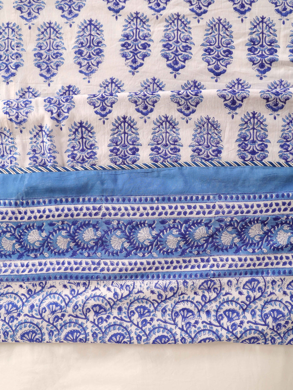 CLASSIC JAIPURI INDIGO HAND BLOCK PRINT REVERSIBLE COTTON DOHARS