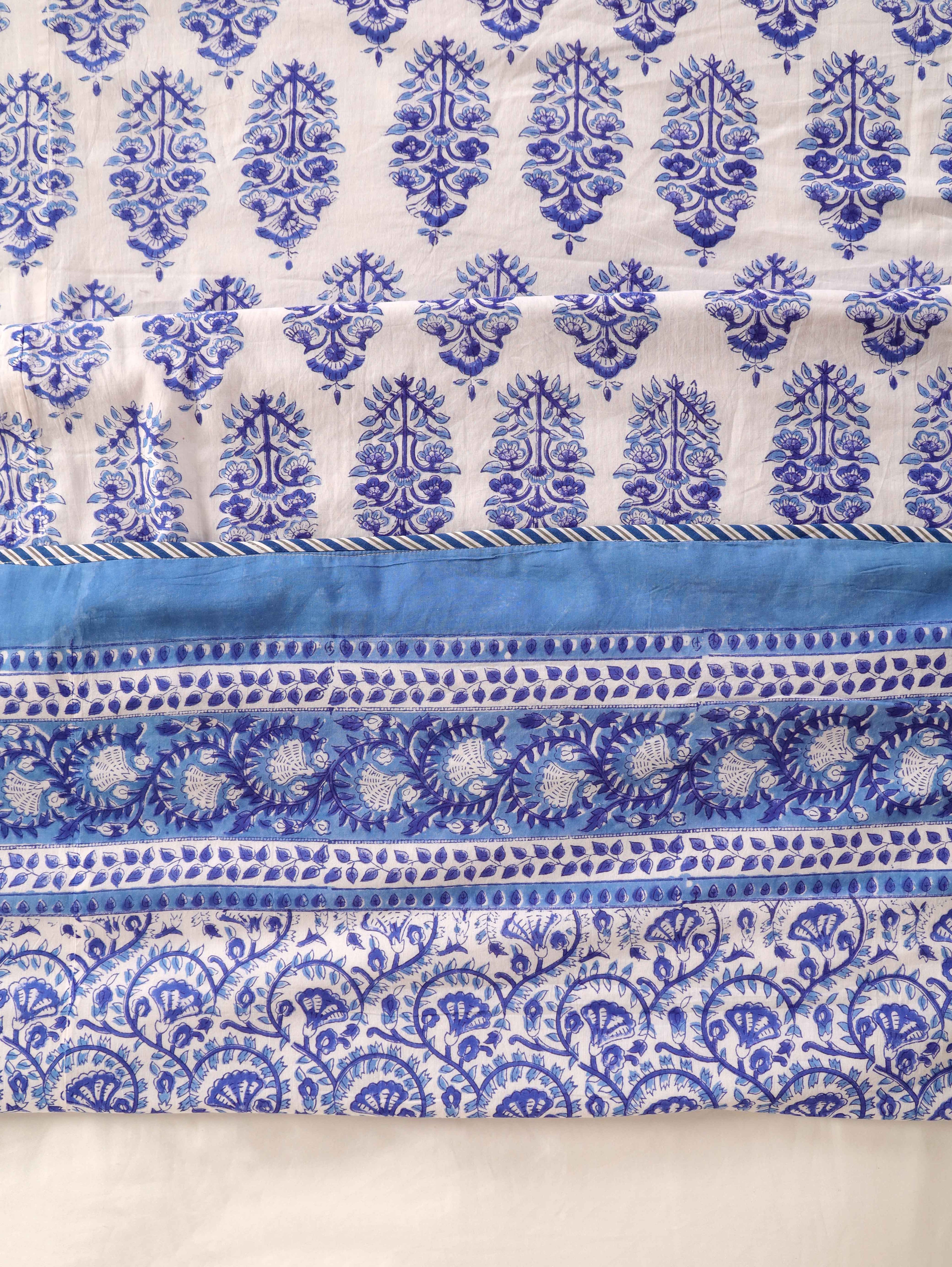 CLASSIC JAIPURI INDIGO HAND BLOCK PRINT REVERSIBLE COTTON DOHARS
