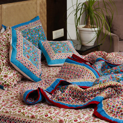Blue Floral Kashyab Quilt Bedding Set’s