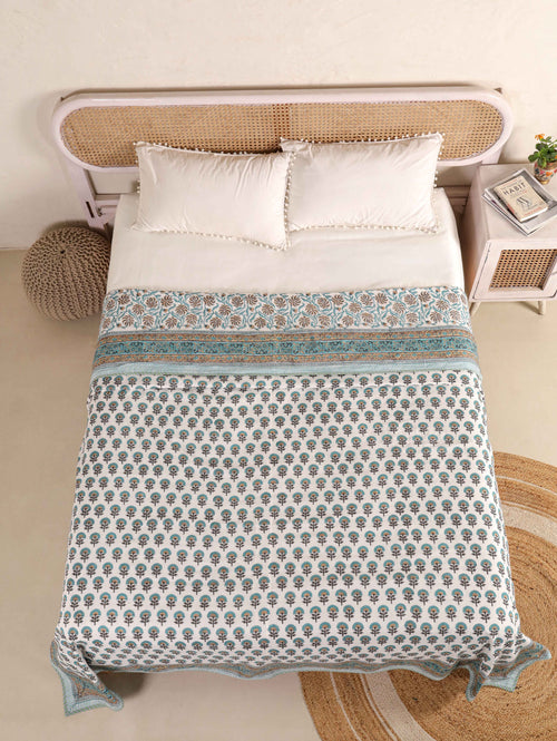 CLASSIC MUGHAL BUTTI HAND BLOCK PRINT REVERSIBLE COTTON DOHARS