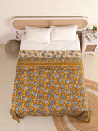 MUSTARD MEHRAB HAND BLOCK PRINT REVERSIBLE COTTON DOHARS